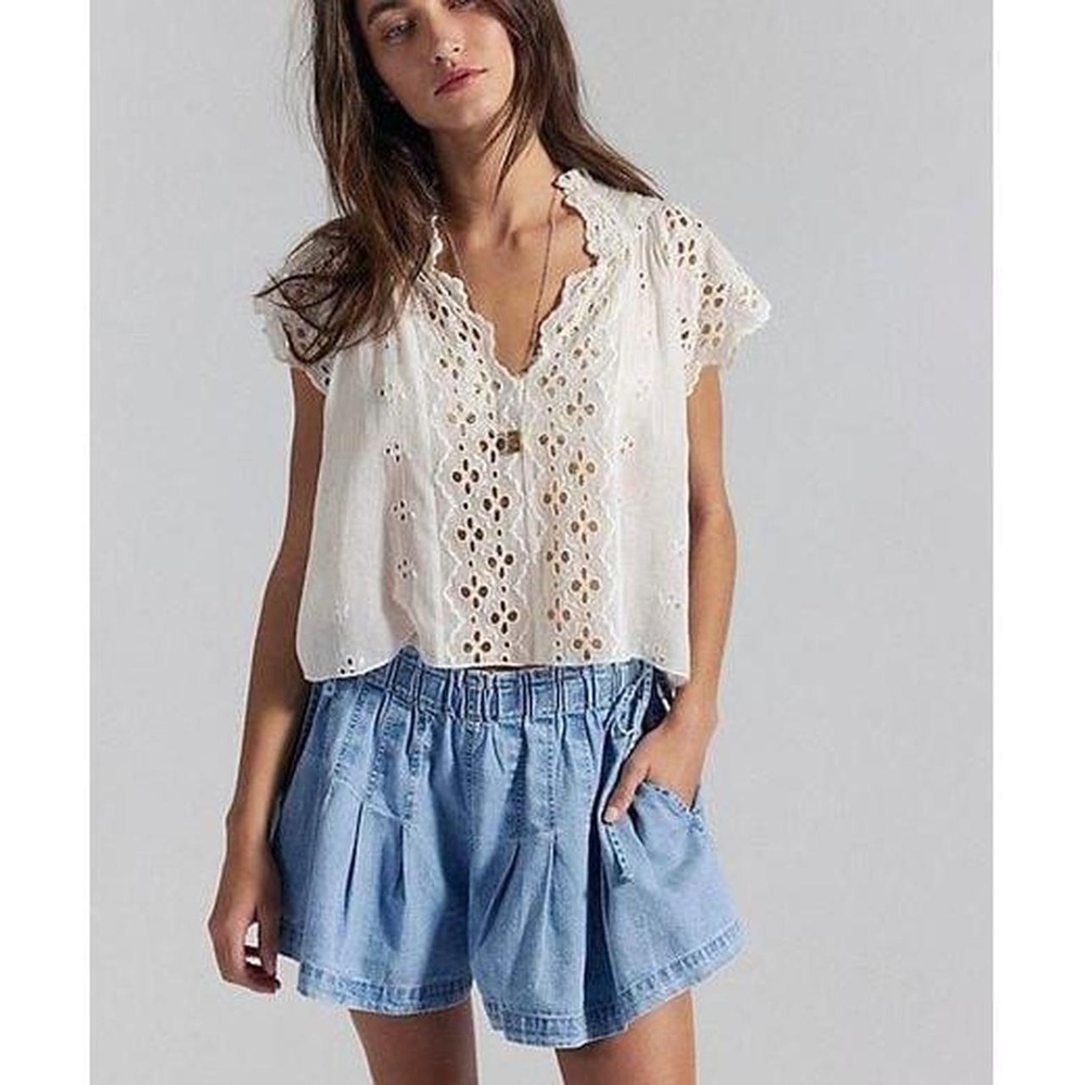 Free People Women's Blue We The Free Croquet Shorties Size XS NWOT